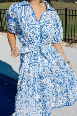 Two Tone Paisley Collared Dress<Allie Lynn's Boutique Clearance