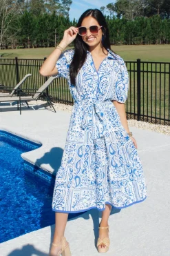 Two Tone Paisley Collared Dress<Allie Lynn's Boutique New