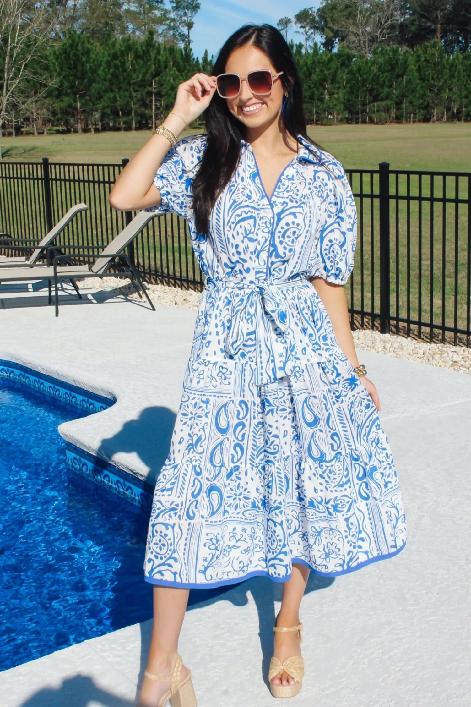 Two Tone Paisley Collared Dress<Allie Lynn's Boutique New