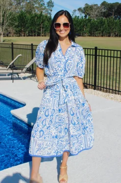 Two Tone Paisley Collared Dress<Allie Lynn's Boutique New