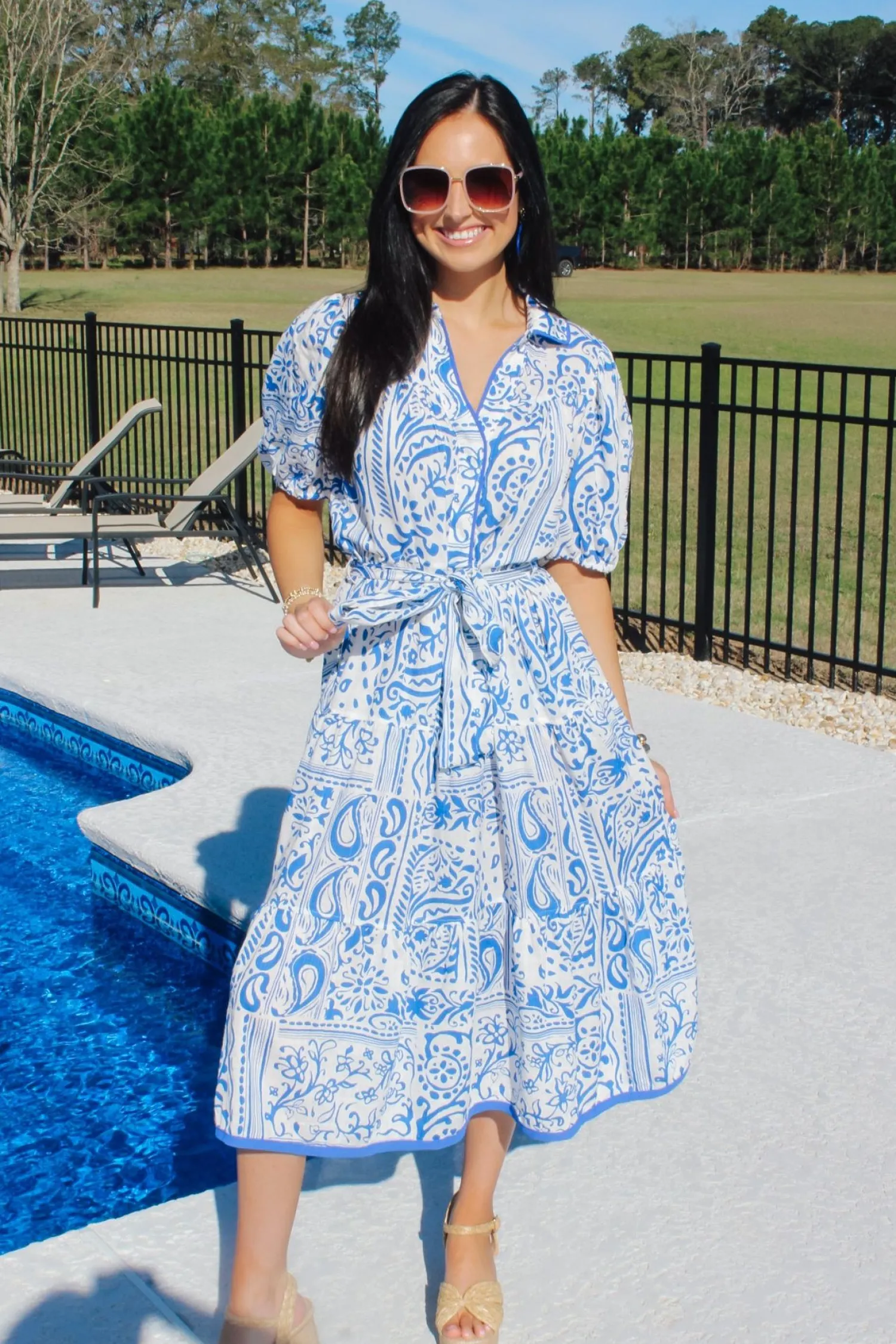 Two Tone Paisley Collared Dress<Allie Lynn's Boutique New