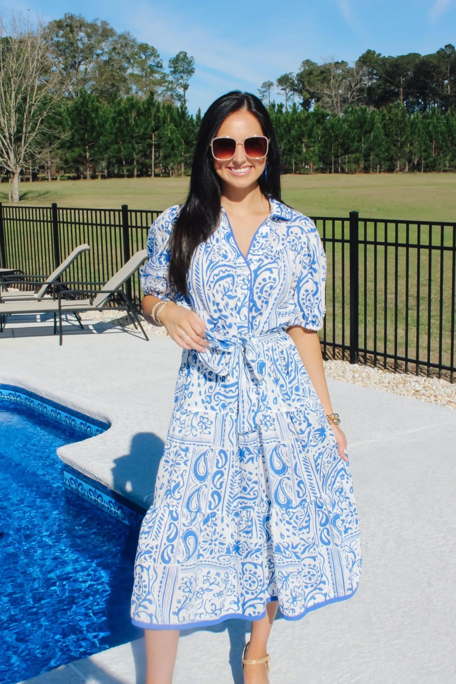 Two Tone Paisley Collared Dress<Allie Lynn's Boutique New