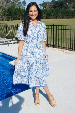Two Tone Paisley Collared Dress<Allie Lynn's Boutique New