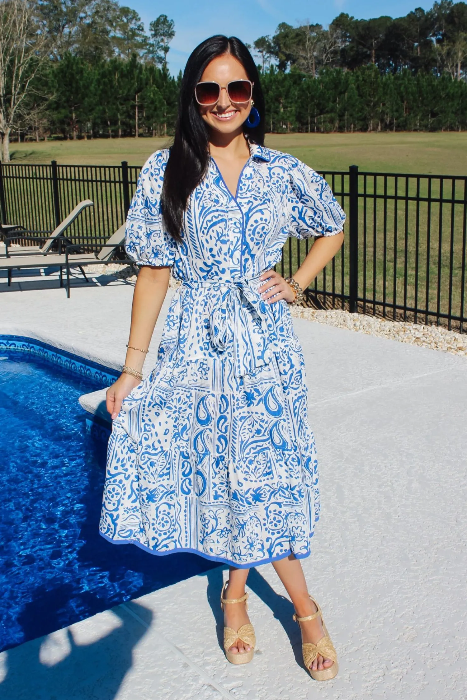 Two Tone Paisley Collared Dress<Allie Lynn's Boutique New