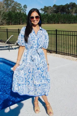 Two Tone Paisley Collared Dress<Allie Lynn's Boutique New
