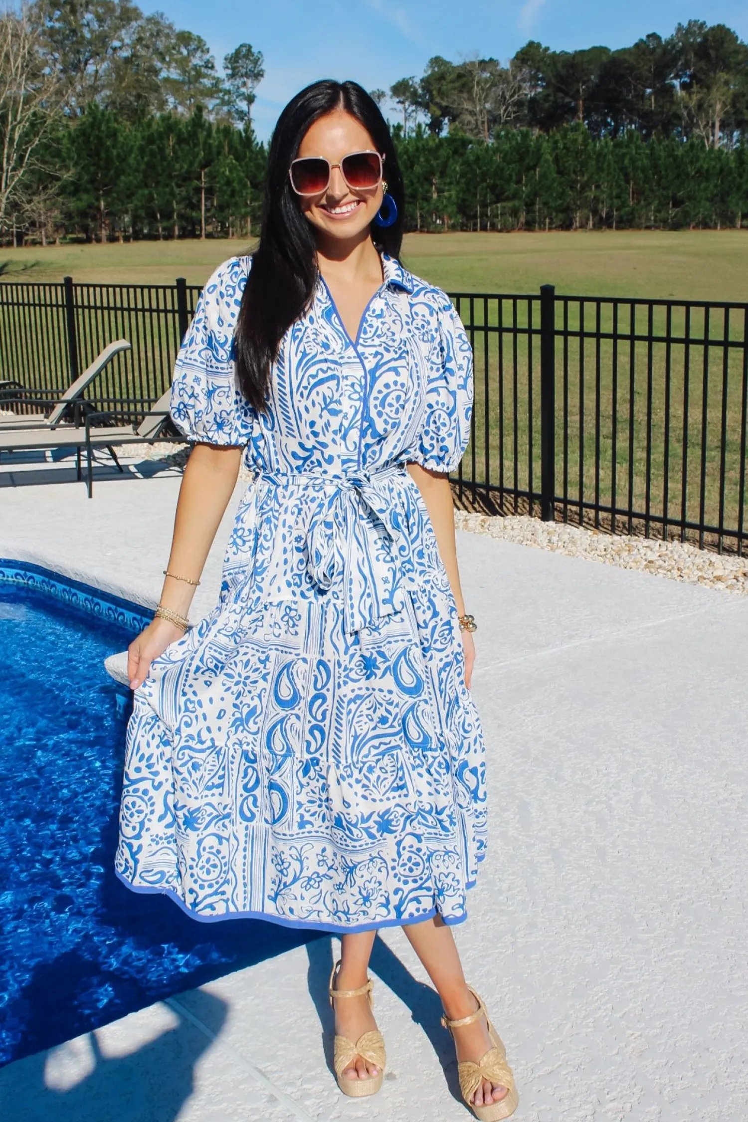 Two Tone Paisley Collared Dress<Allie Lynn's Boutique New