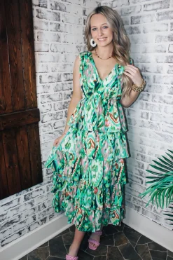 Volcano Green Maxi Dress<Allie Lynn's Boutique Best Sale