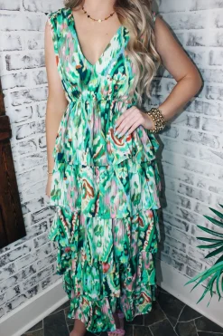 Volcano Green Maxi Dress<Allie Lynn's Boutique Best Sale
