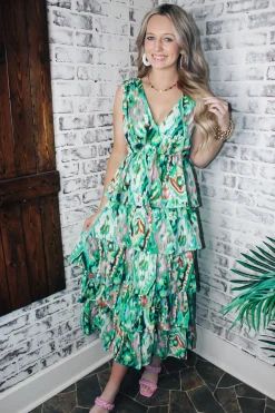 Volcano Green Maxi Dress<Allie Lynn's Boutique Sale