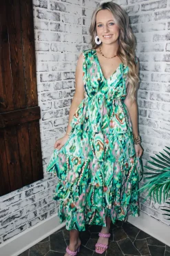 Volcano Green Maxi Dress<Allie Lynn's Boutique Sale