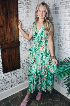 Volcano Green Maxi Dress<Allie Lynn's Boutique Sale