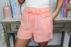 Washed Gauze Comfy Shorts "Coral"<Allie Lynn's Boutique Fashion