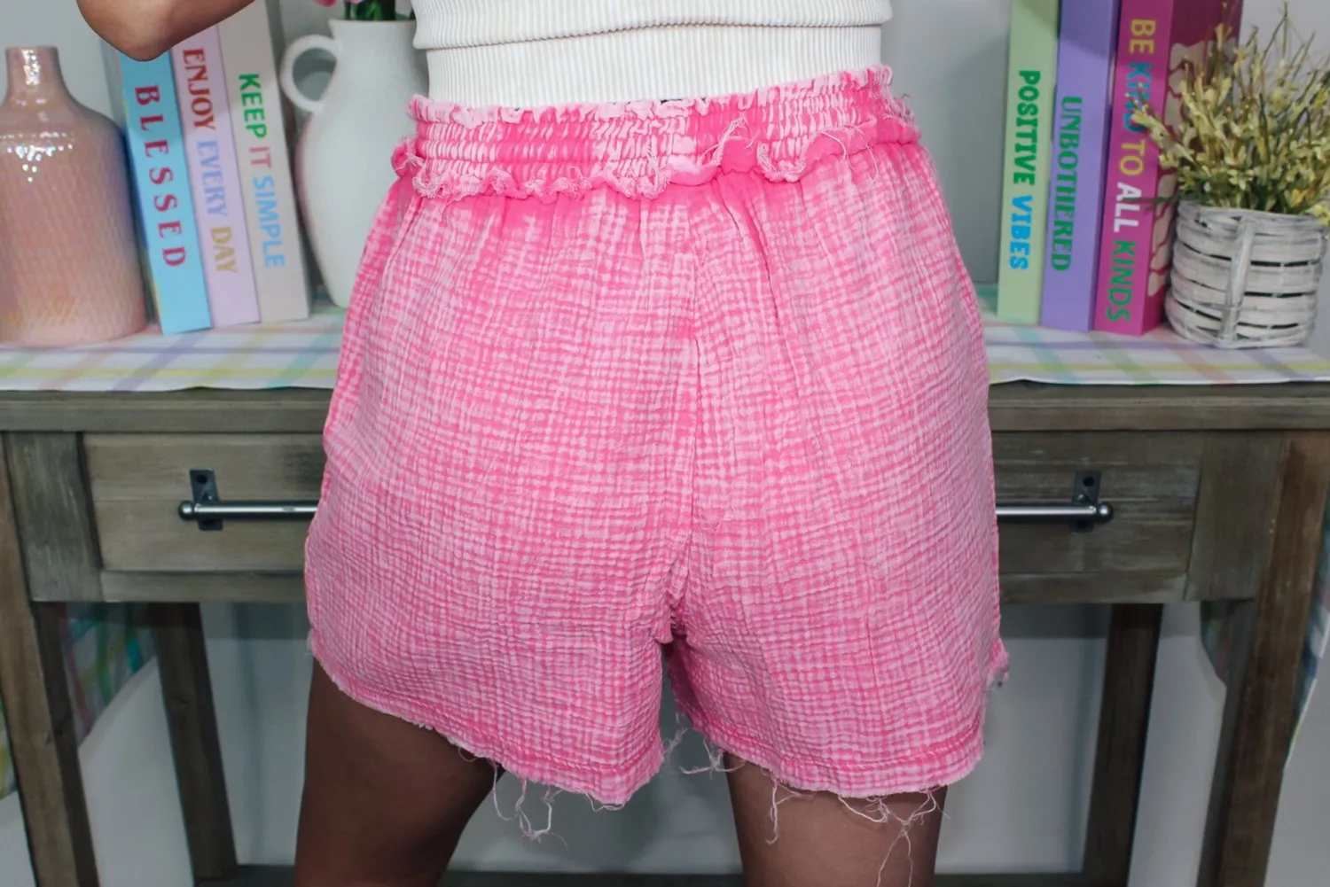 Washed Gauze Comfy Shorts "Fuchsia"<Allie Lynn's Boutique Shop